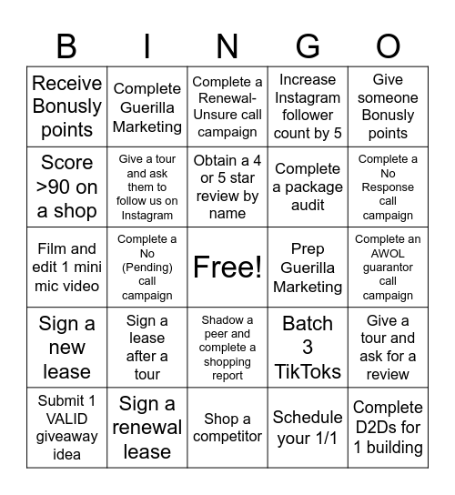 L&M Bingo Card