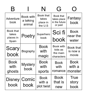 Find someone with a book title! Bingo Card