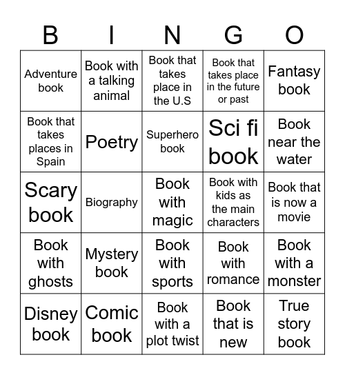 Find someone with a book title! Bingo Card