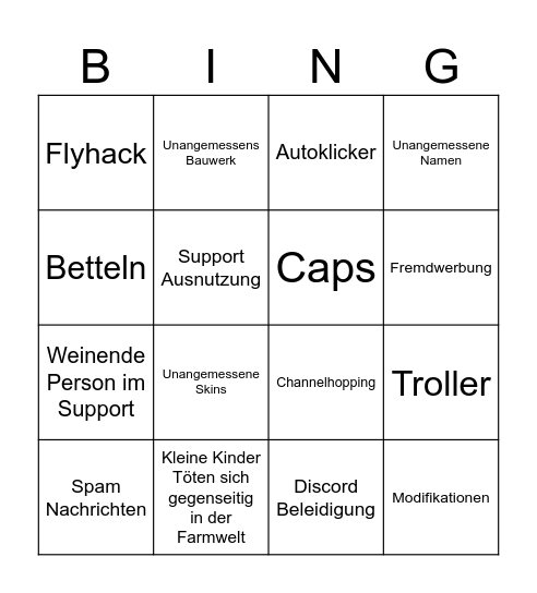 Supporter Bingo!! Bingo Card