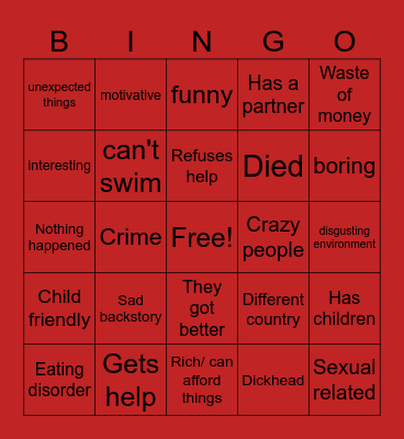 TLC Bingo Card