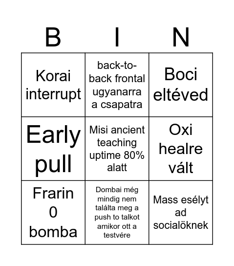 Gallywix Bingo Card