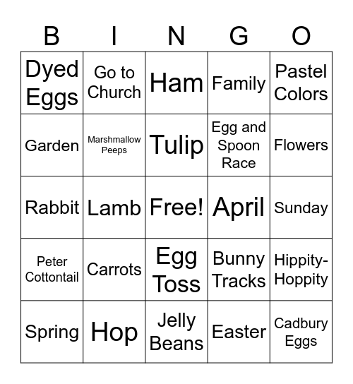 CHOR Easter Bingo Card