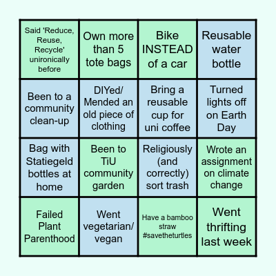 Animo Earth Day Bingo Card
