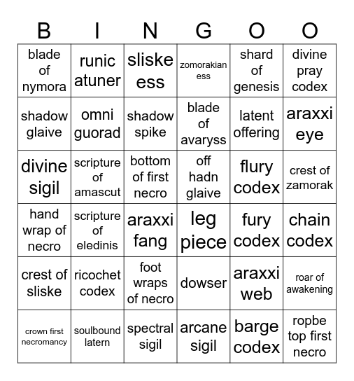 colletion log bingo Card