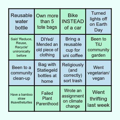 Animo Earth Day Bingo Card