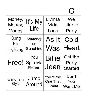 Musical Bingo Card