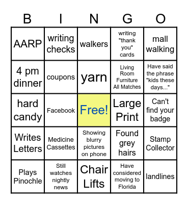 Resident Bingo Card