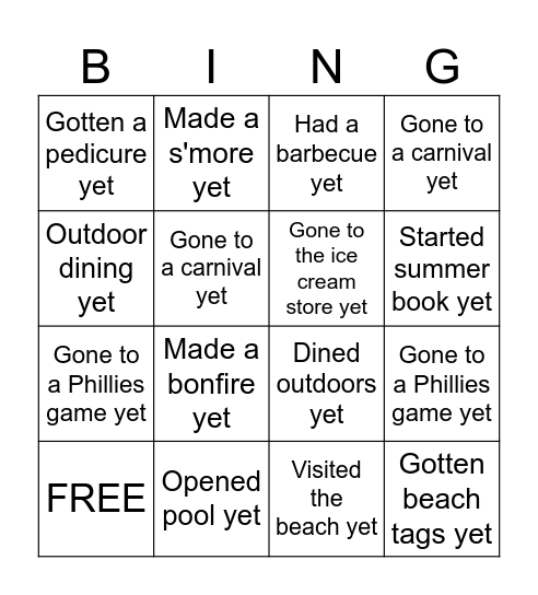 Summer is not here …Yet! Find someone who hasn’t… Bingo Card