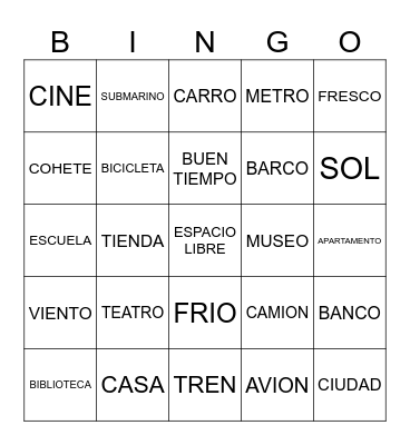 Spanish review Bingo Card