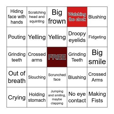 Body Language Bingo Card