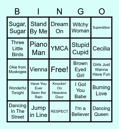 MUSIC BINGO 1 Bingo Card