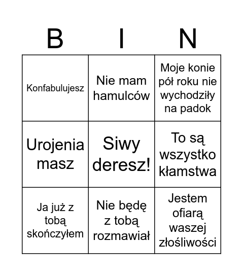 Bingo dla fanów Antka Bingo Card