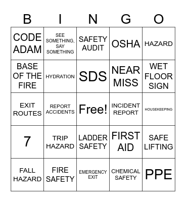 Safety Bingo Card