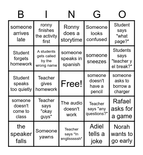 Class bingo US-04-04s Bingo Card