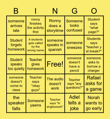 Class bingo US-04-04s Bingo Card