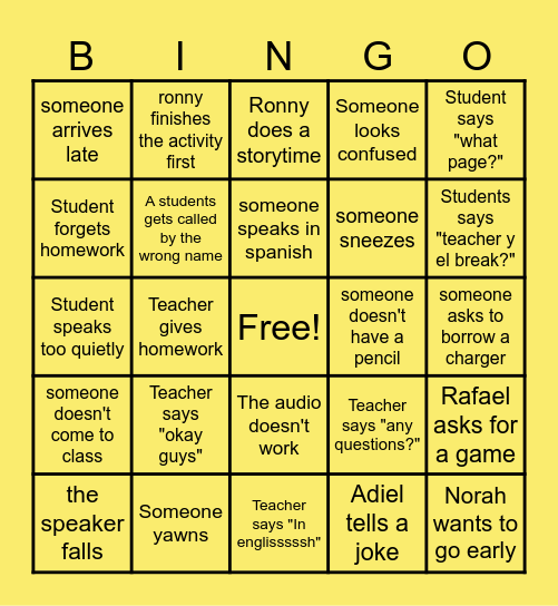 Class bingo US-04-04s Bingo Card