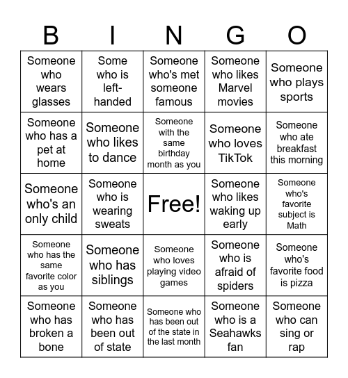 Human Bingo Card