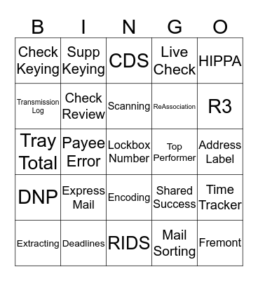 Lockbox BINGO Card