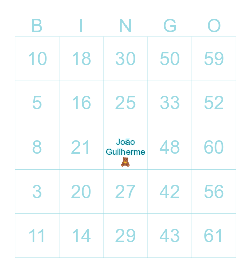 João Guilherme🧸 Bingo Card