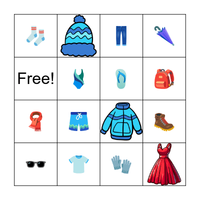 CLOTHES 👕 Bingo Card