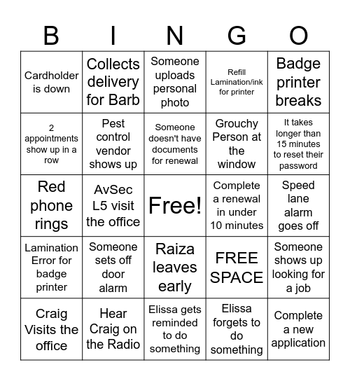 Credentialing Bingo Card