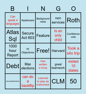 Mountain PI 25.2 Fun Bingo Card