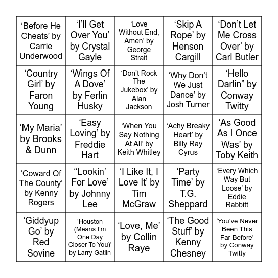 COUNTRY - VOL. 1 Bingo Card