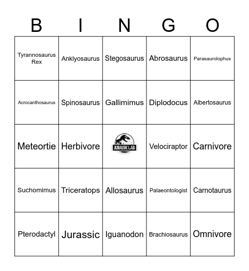 Jurassic Lab 2025 Bingo Card