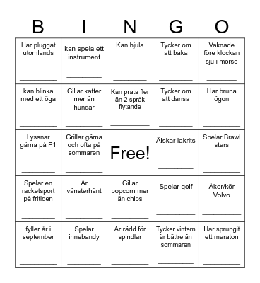 HITTAR NÅGON SOM... Bingo Card