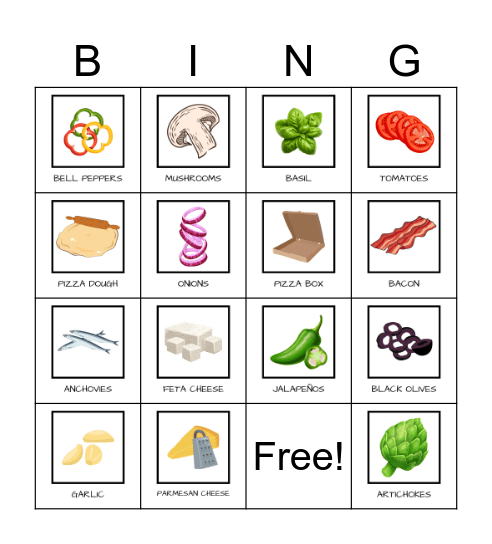 PIZZA BINGO Card