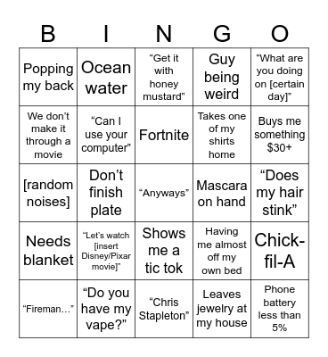 Jes Bingo Card
