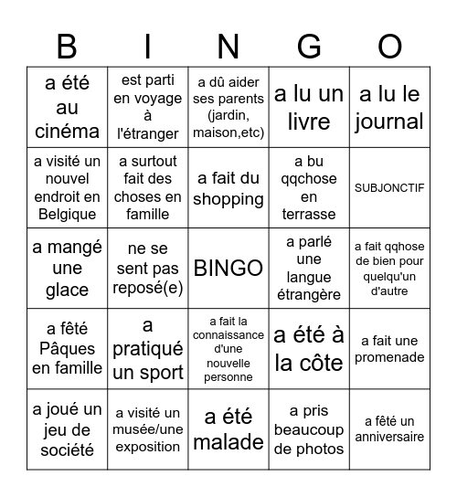 Les vacances de Pâques! Bingo Card