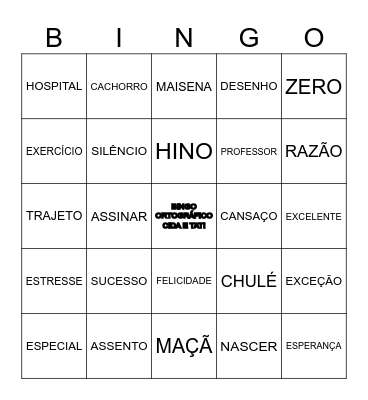 BINGO DE ORTOGRAFIA Bingo Card