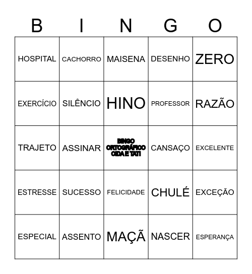 BINGO DE ORTOGRAFIA Bingo Card
