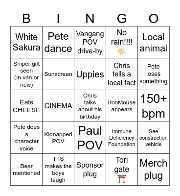 CMPs D10 Bingo Card