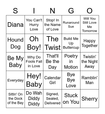 SINGO BINGO Card