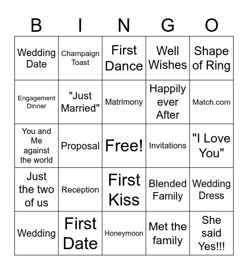 Engagement BINGO Card