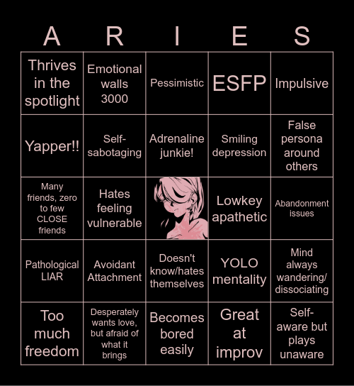 Aries Kin Bingo Card