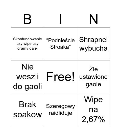 Hopeless raid Bingo Card