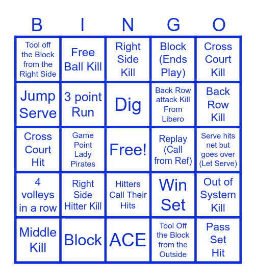 Volleyball Bingo Card