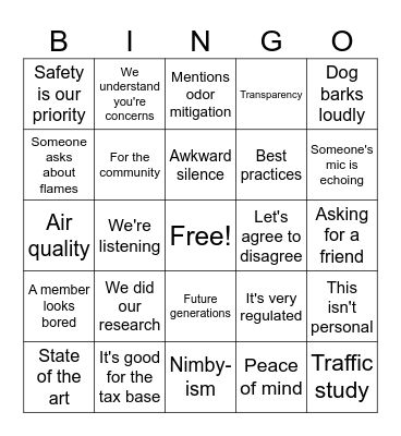 Zoom Bingo Card