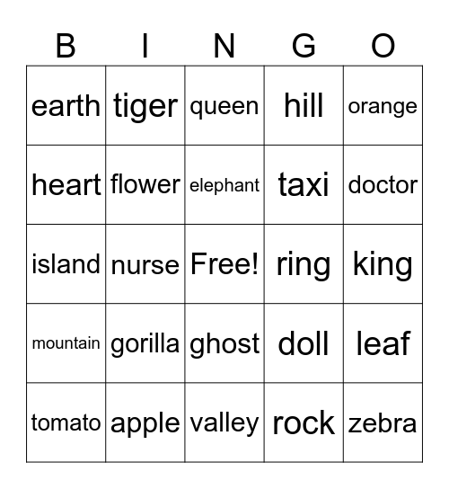 Let's Start 1 Bingo Card