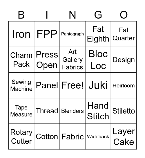 Quilt Retreat Bingo Card