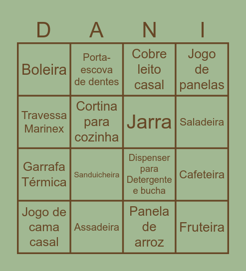 Chá de Casa Nova Bingo Card
