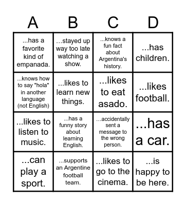 Find someone who... Bingo Card