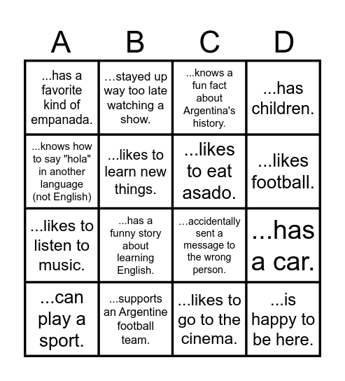 Find someone who... Bingo Card
