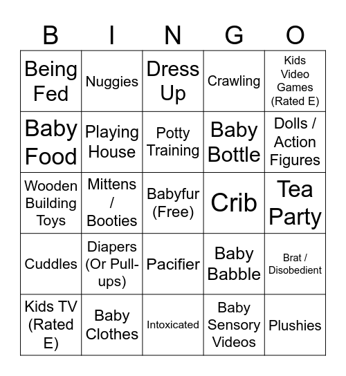 Babyfur Bingo Card