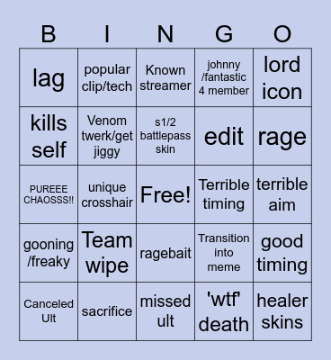Marvel Rivals2.0 Bingo Card