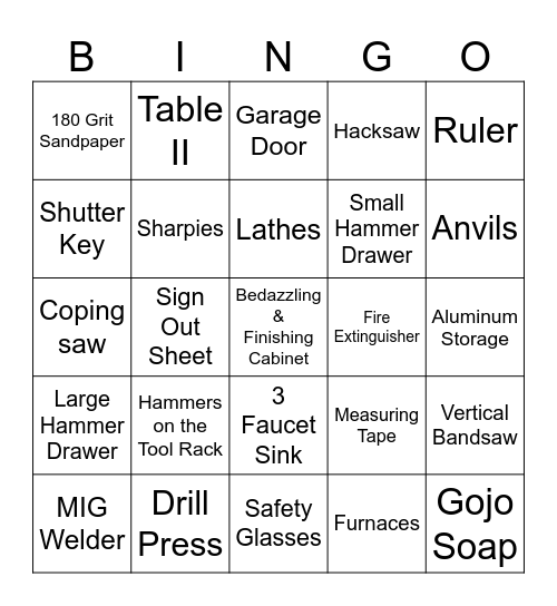 Metalshop: Full Card Bingo Card